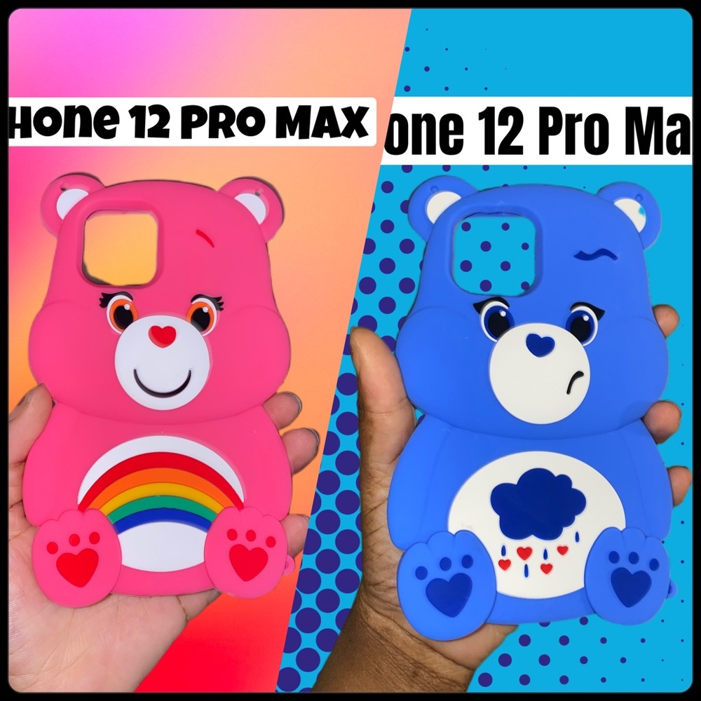 IPhone  Care Bears cheer bear grumpy bear 3D case pink blue rainbow